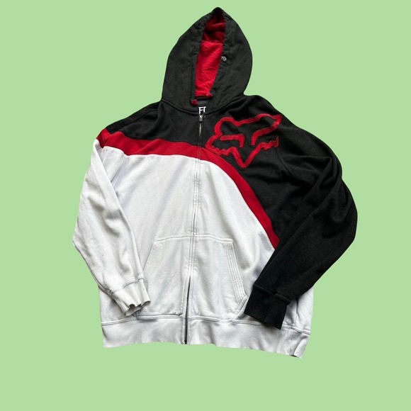Y2K MONOCHROME GRUNGE FOX RACING JACKET SIZE XL - Picture 1 of 5